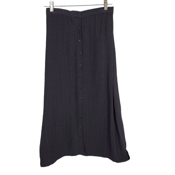 Eileen Fisher Dresses & Skirts - Eileen Fisher Size M Skirt Button Front Woven Wool Rayon Maxi Pinstripe Blue